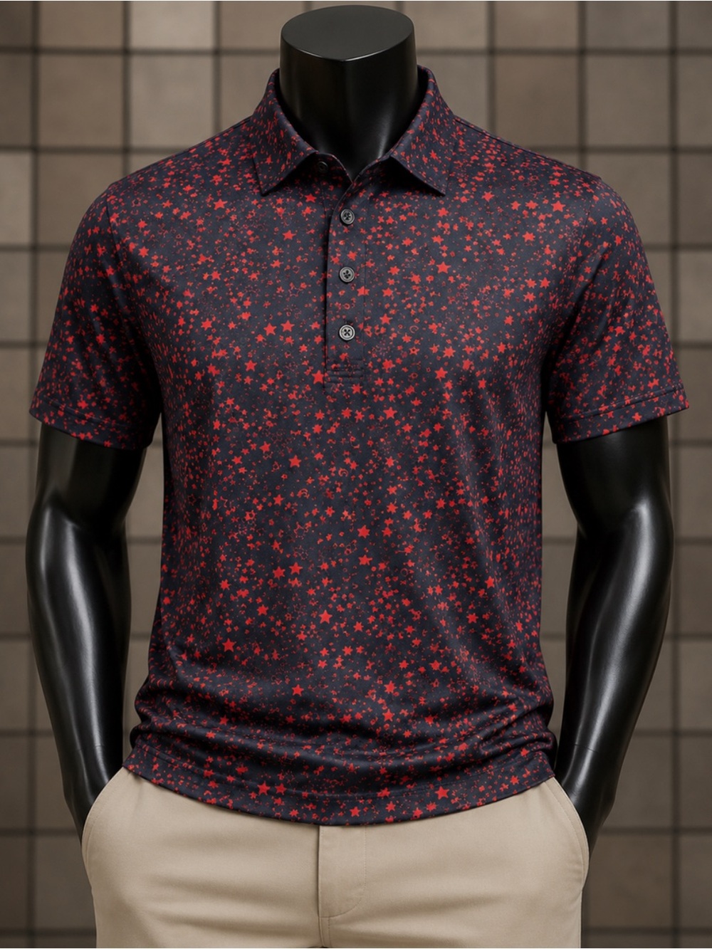 G/FORE Performance Polo Red Star Print